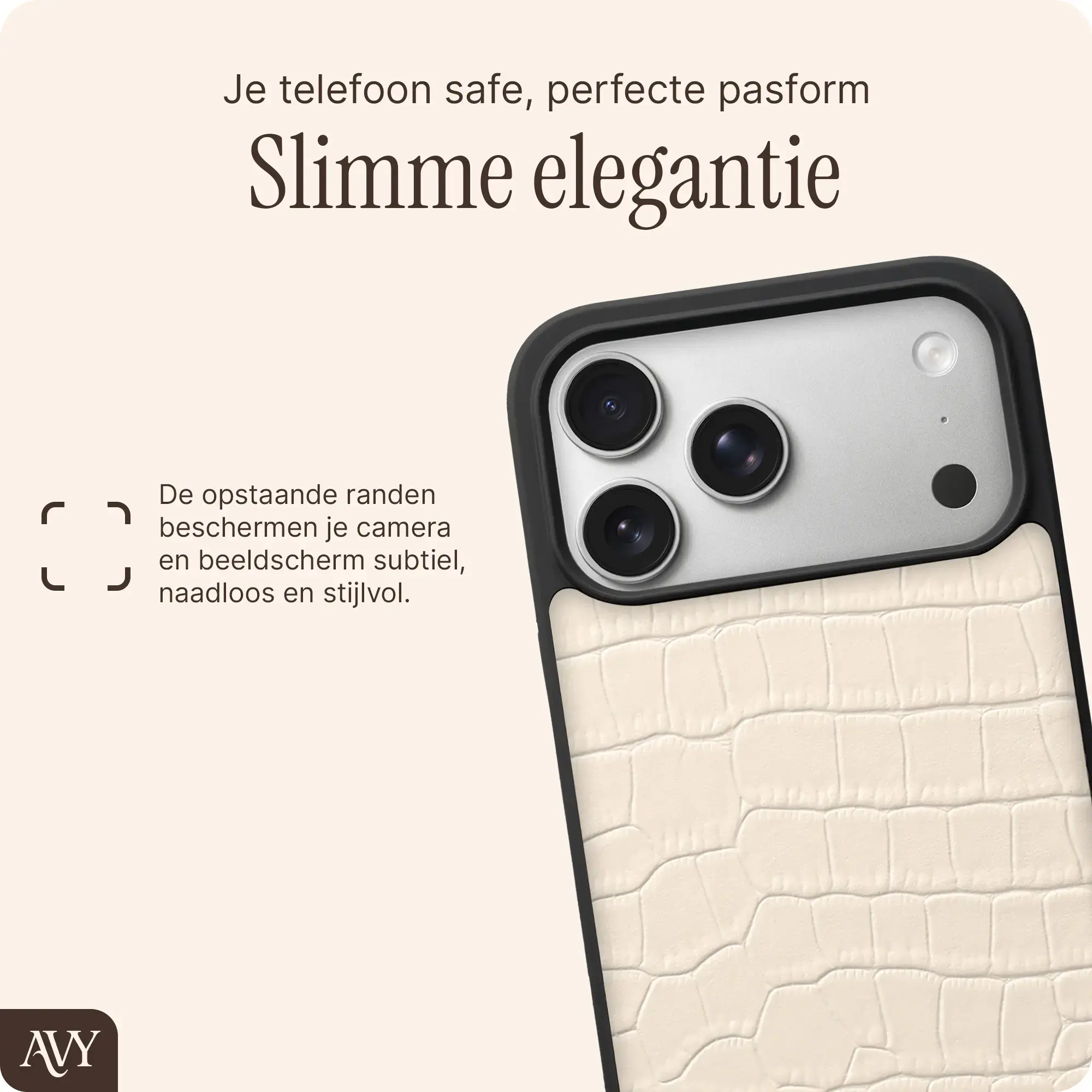 AVY Apple iPhone 17 Pro Max - Essential Kit - Croco Beige - Long Leather afbeelding 10