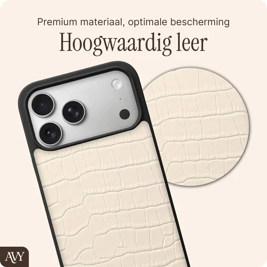 AVY Apple iPhone 17 Pro Max - Essential Kit - Croco Beige - Long Leather afbeelding 6