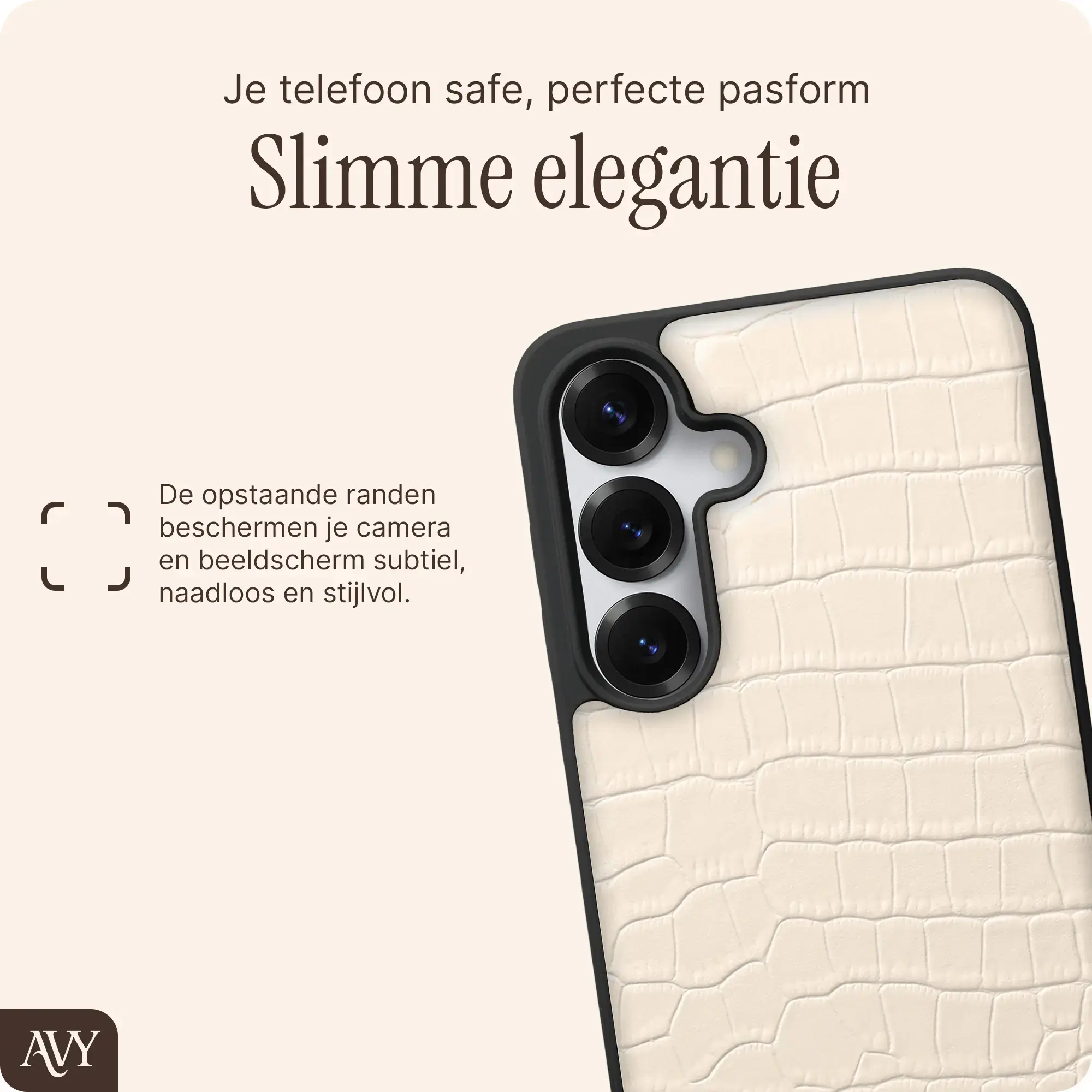 AVY Samsung Galaxy S25 / S24 - Essential Kit - Croco Beige - Long Leather afbeelding 10