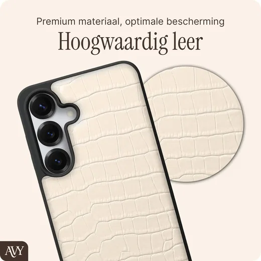 AVY Samsung Galaxy S25 / S24 - Essential Kit - Croco Beige - Long Leather afbeelding 7