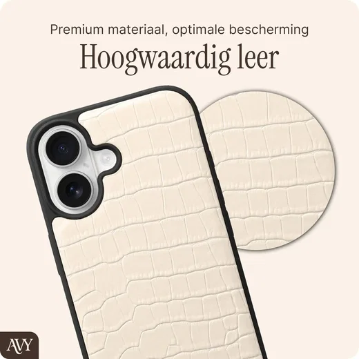 AVY Apple iPhone 16 - Essential Kit - Croco Beige - Long Leather afbeelding 6