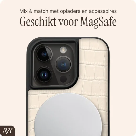 AVY Apple iPhone 15 Pro - Essential Kit - Croco Beige - Long Leather afbeelding 8