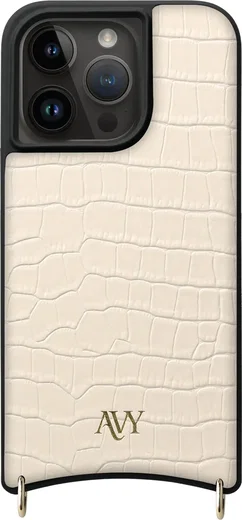 AVY Apple iPhone 15 Pro - Essential Kit - Croco Beige - Long Leather afbeelding 12