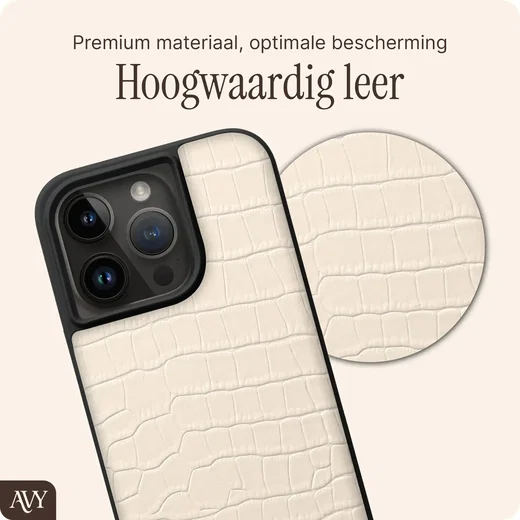 AVY Apple iPhone 15 Pro - Essential Kit - Croco Beige - Long Leather afbeelding 6