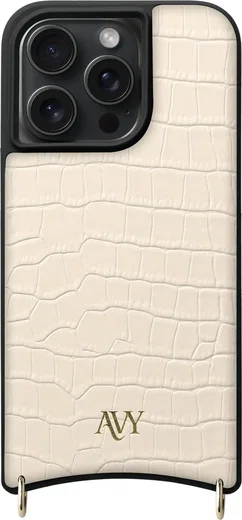 AVY Apple iPhone 15 Pro Max - Essential Kit - Croco Beige - Long Leather afbeelding 12