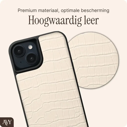 AVY Apple iPhone 14 / 13 - Essential Kit - Croco Beige - Long Leather afbeelding 4