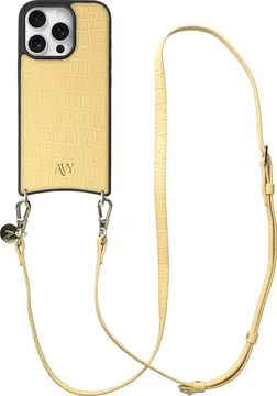 AVY Apple iPhone 16 Pro Max - Essential Kit - Croco Geel - Long Leather