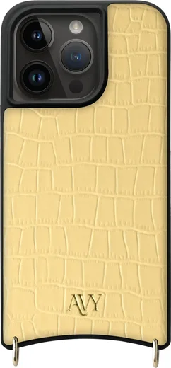 AVY Apple iPhone 15 Pro - Essential Kit - Croco Geel - Long Leather afbeelding 12