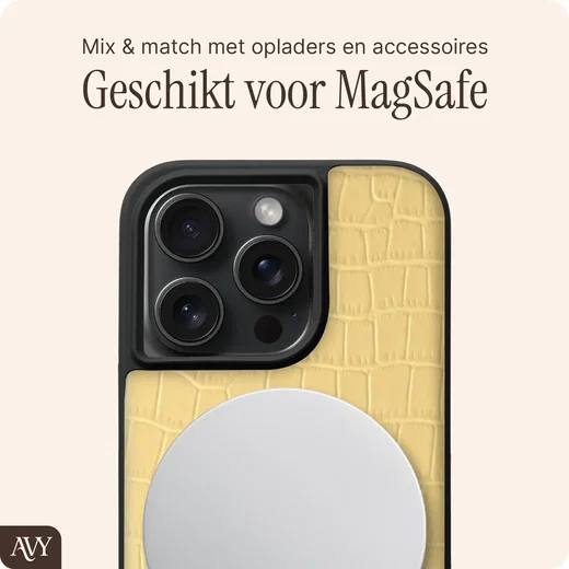 AVY Apple iPhone 15 Pro Max - Essential Kit - Croco Geel - Long Leather afbeelding 7