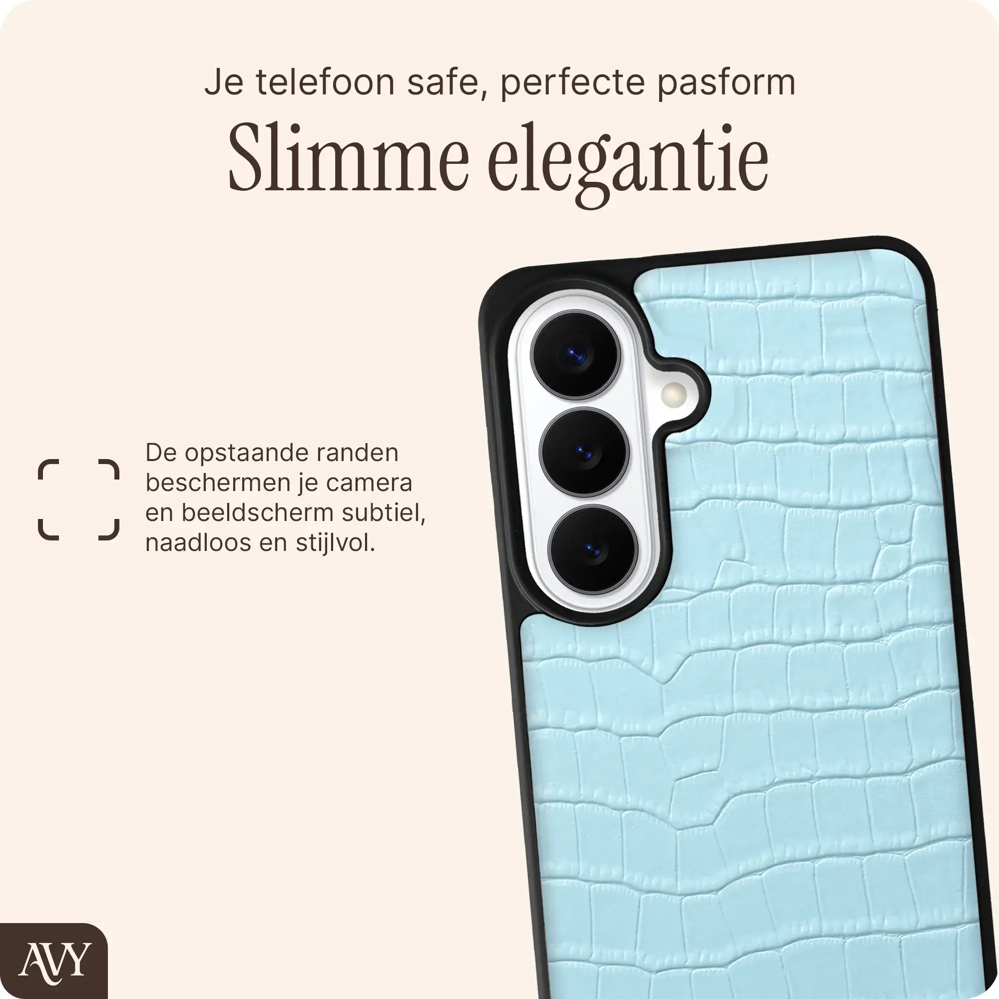 AVY Samsung Galaxy S26 - Essential Kit - Croco Blauw - Long Leather afbeelding 10