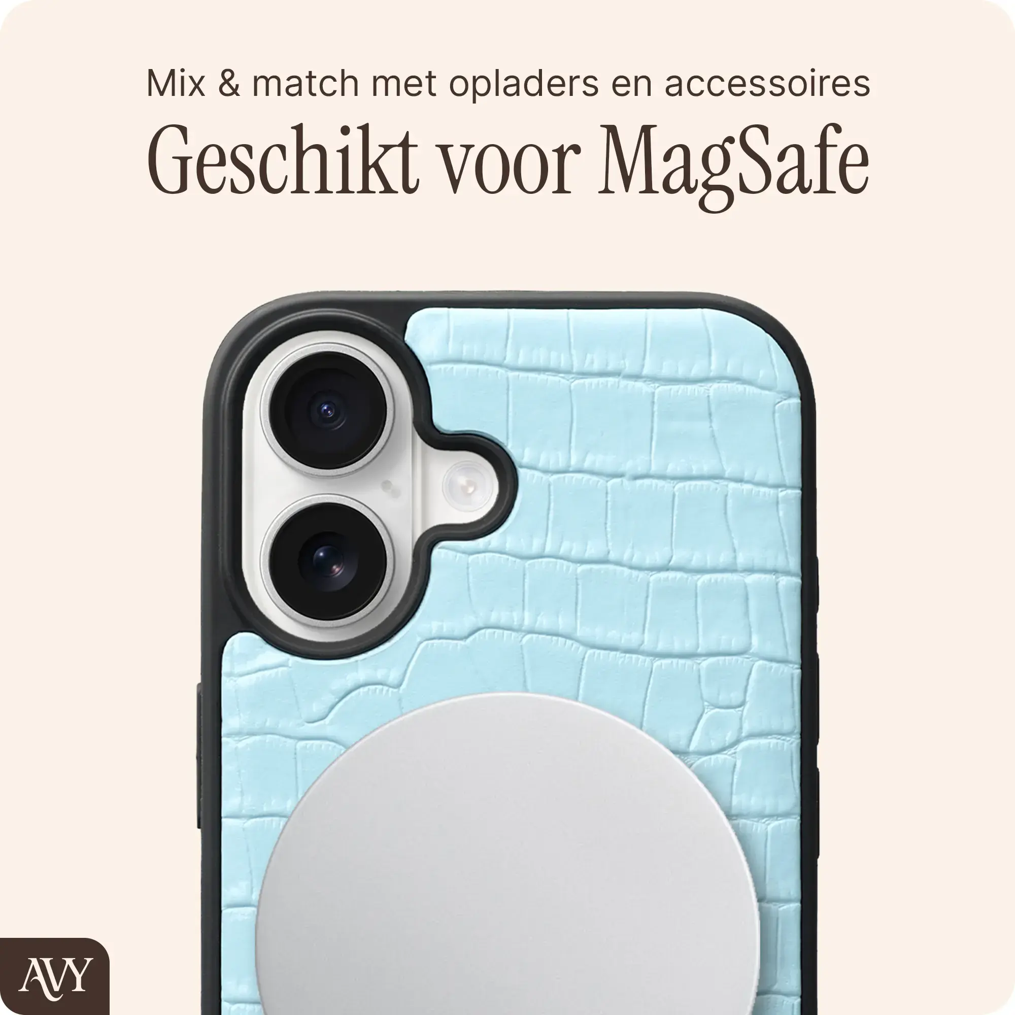 AVY Apple iPhone 17 - Essential Kit - Croco Blauw - Long Leather afbeelding 7