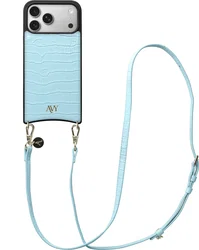 AVY Apple iPhone 17 Pro Max - Essential Kit - Croco Blauw - Long Leather afbeelding