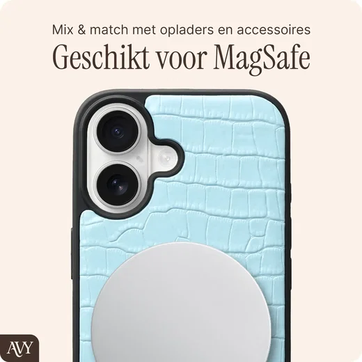 AVY Apple iPhone 16 - Essential Kit - Croco Blauw - Long Leather afbeelding 7