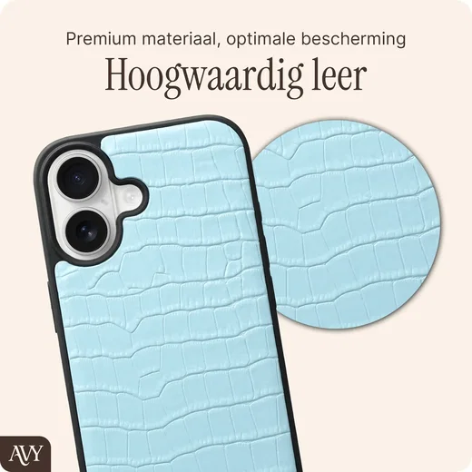 AVY Apple iPhone 16 - Essential Kit - Croco Blauw - Long Leather afbeelding 6