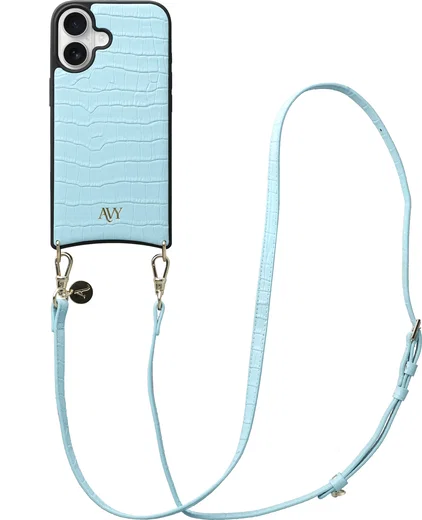 AVY Apple iPhone 16 - Essential Kit - Croco Blauw - Long Leather afbeelding 1