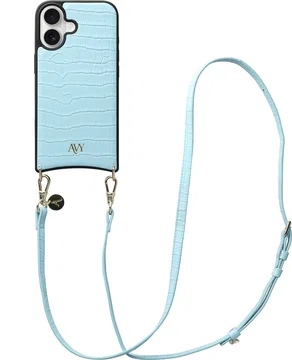 AVY Apple iPhone 16 - Essential Kit - Croco Blauw - Long Leather