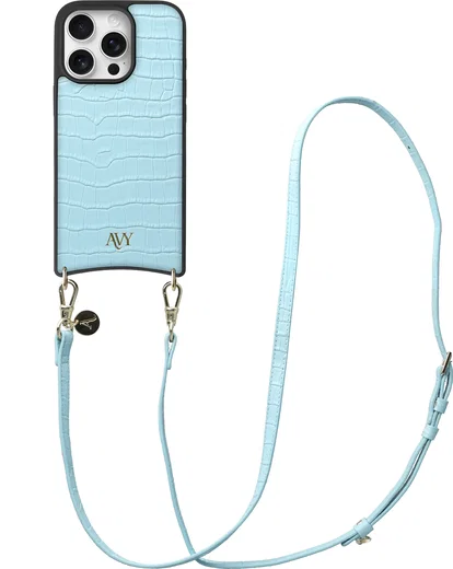 AVY Apple iPhone 16 Pro Max - Essential Kit - Croco Blauw - Long Leather afbeelding 1