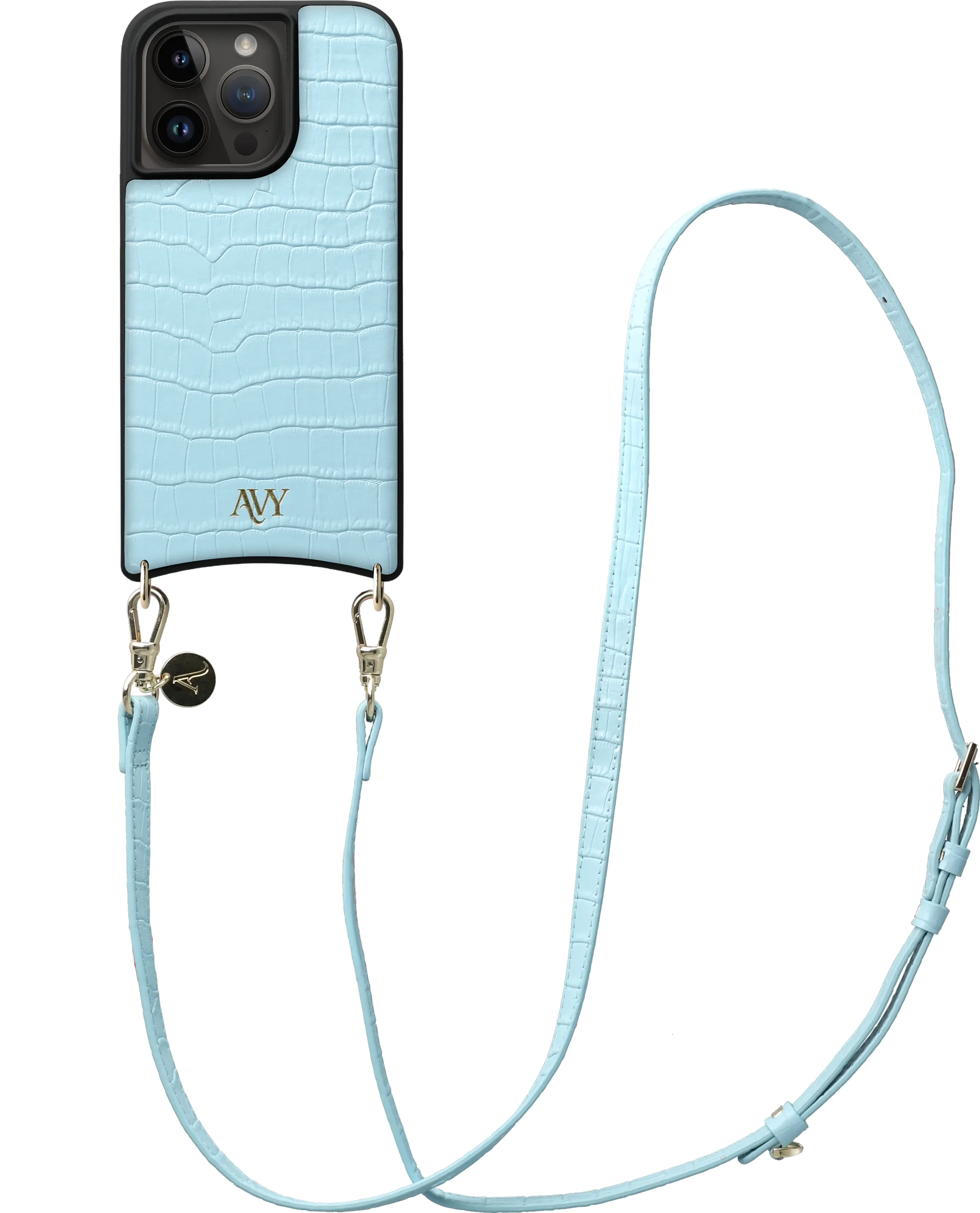 AVY Apple iPhone 15 Pro - Essential Kit - Croco Blauw - Long Leather afbeelding 1