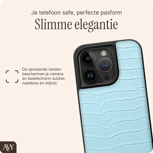 AVY Apple iPhone 15 Pro - Essential Kit - Croco Blauw - Long Leather afbeelding 11