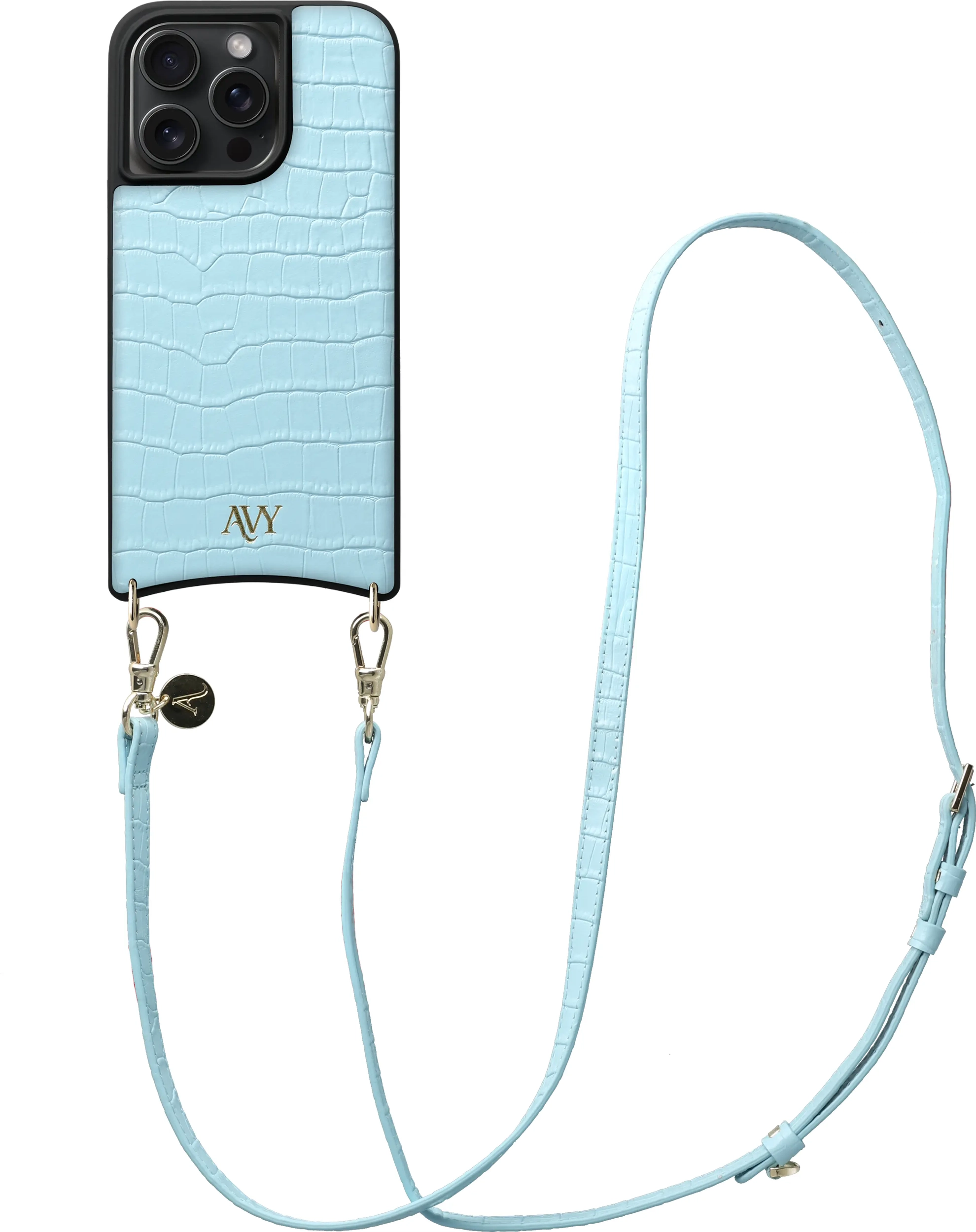 AVY Apple iPhone 15 Pro Max - Essential Kit - Croco Blauw - Long Leather afbeelding 1