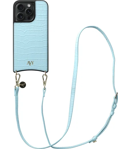AVY Apple iPhone 15 Pro Max - Essential Kit - Croco Blauw - Long Leather afbeelding 1