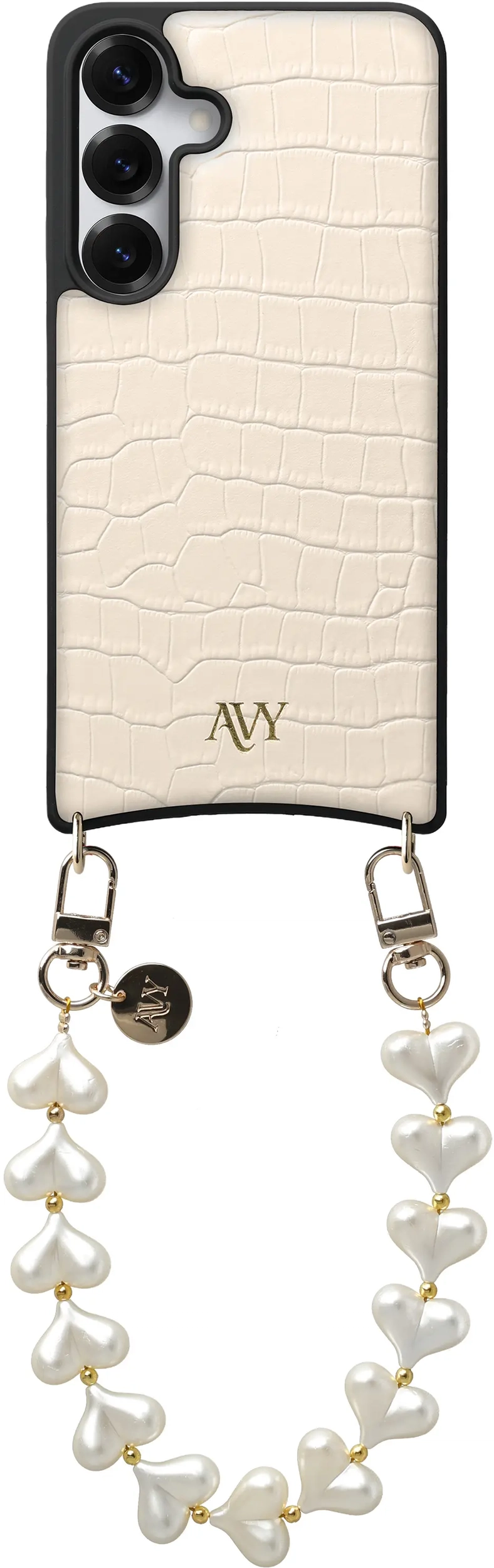 AVY Samsung Galaxy S25 / S24 - Essential Kit - Croco Beige - Cupid Pearl afbeelding 1