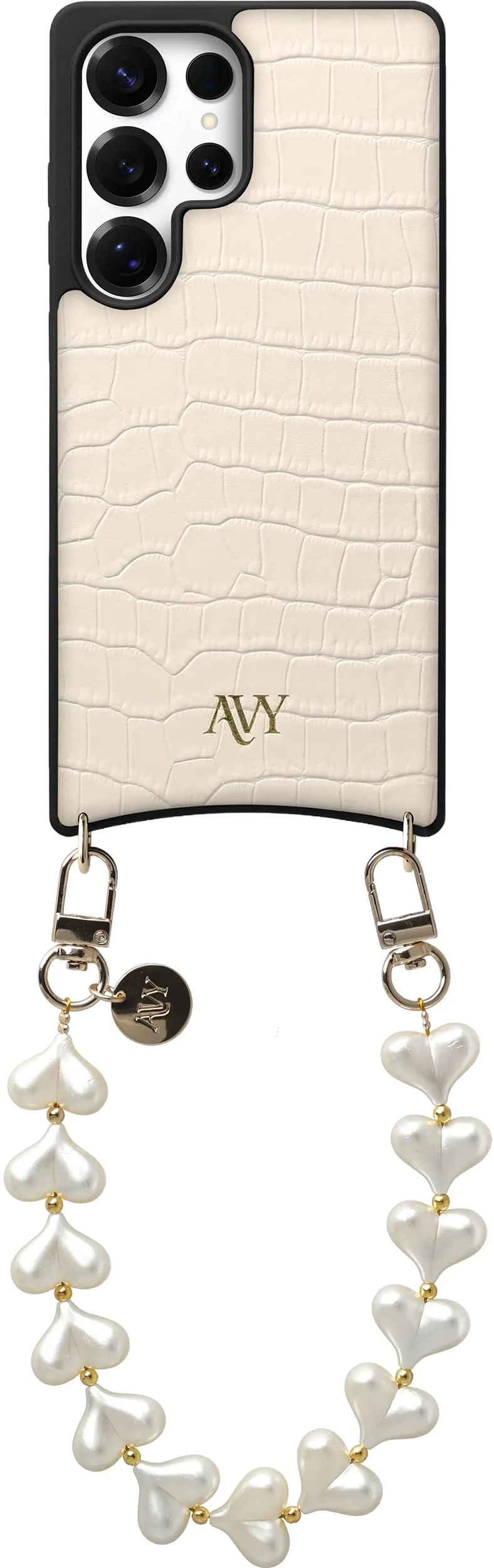 AVY Samsung Galaxy S25 Ultra - Essential Kit - Croco Beige - Cupid Pearl afbeelding 1