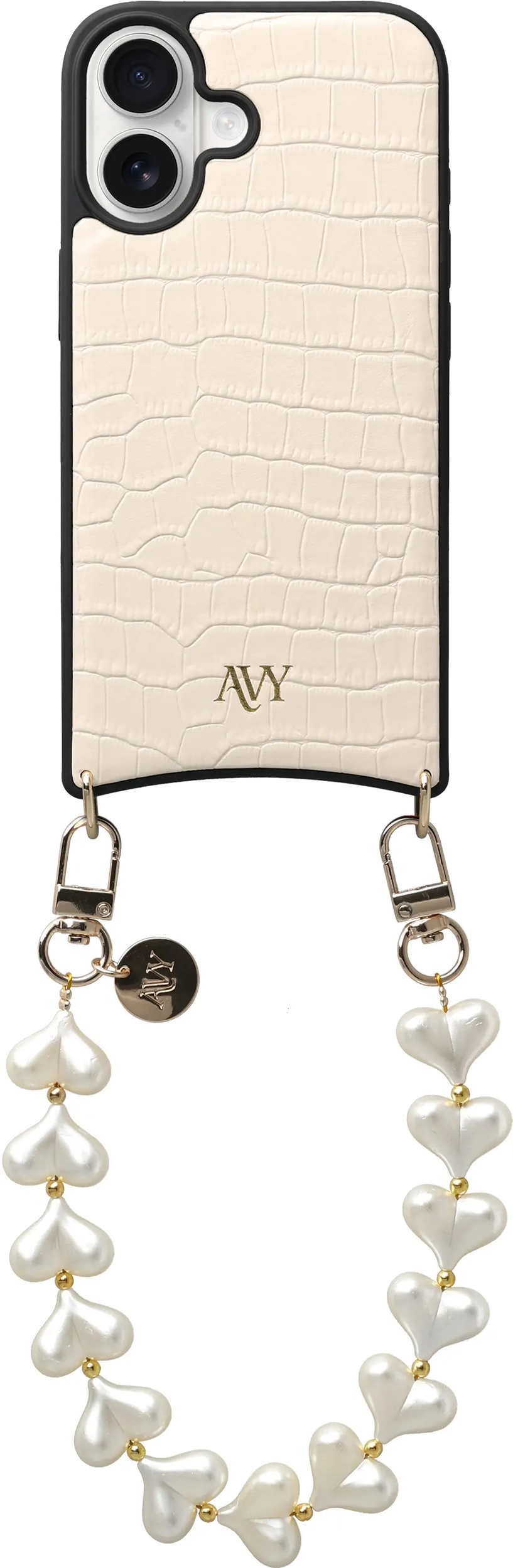 AVY Apple iPhone 16 - Essential Kit - Croco Beige - Cupid Pearl afbeelding 1
