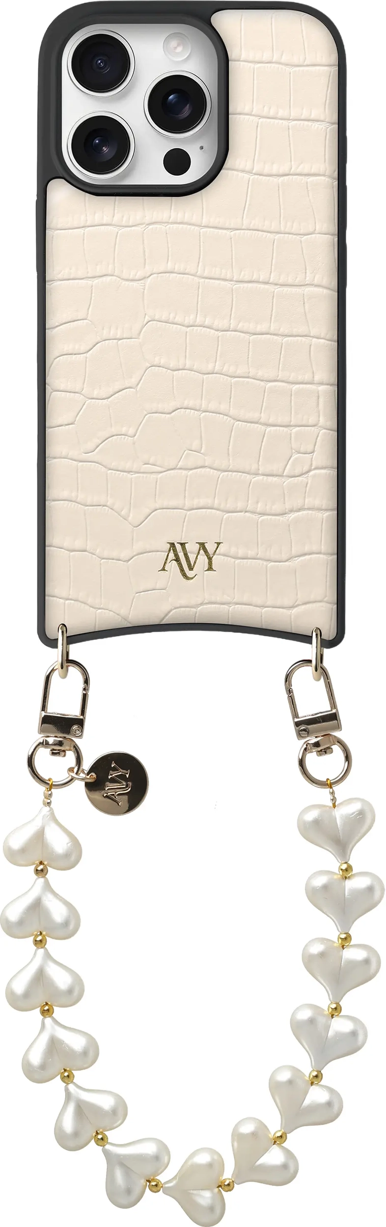 AVY Apple iPhone 16 Pro - Essential Kit - Croco Beige - Cupid Pearl afbeelding 1