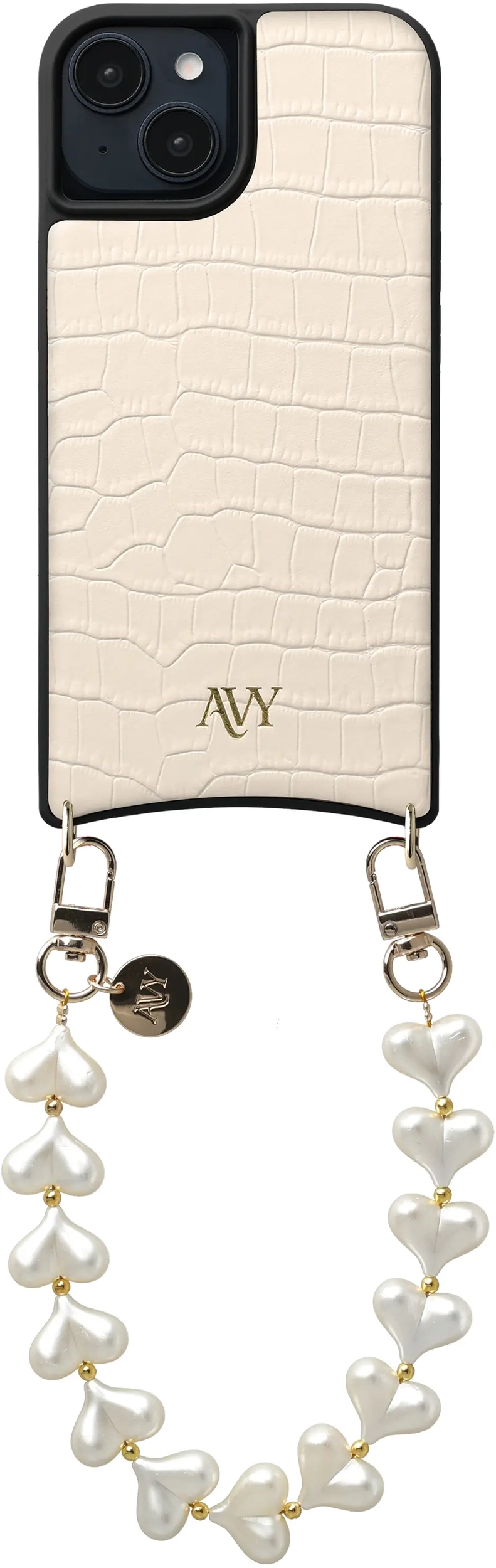 AVY Apple iPhone 15 - Essential Kit - Croco Beige - Cupid Pearl afbeelding 1
