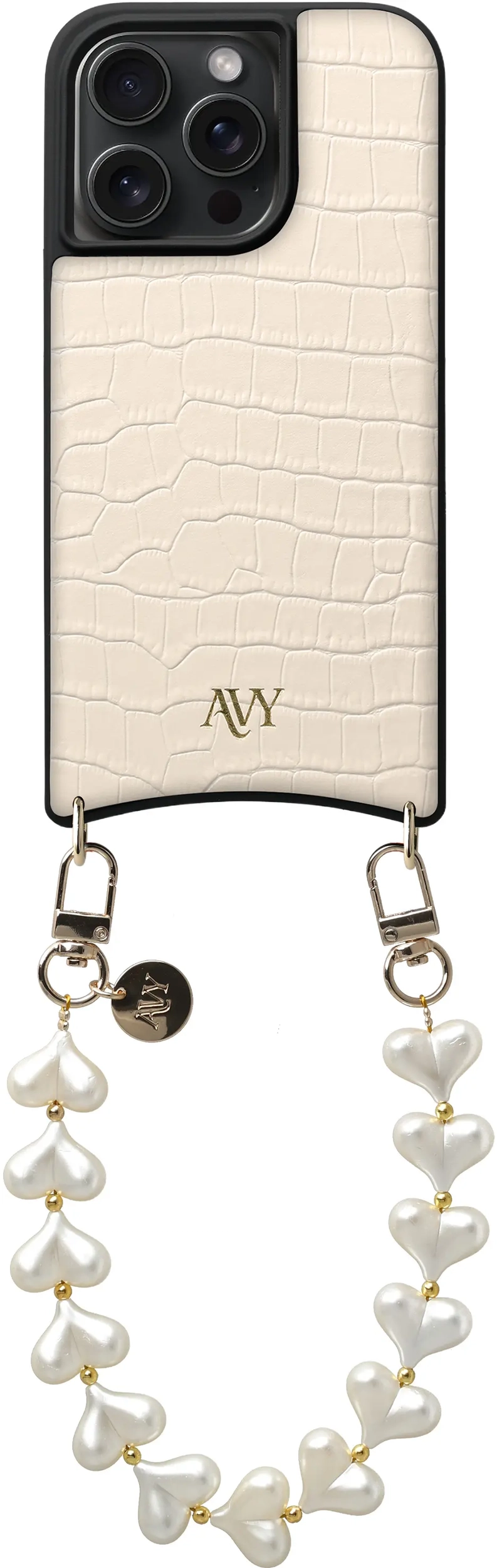 AVY Apple iPhone 15 Pro Max - Essential Kit - Croco Beige - Cupid Pearl afbeelding 1