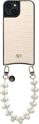 AVY Apple iPhone 14 / 13 - Essential Kit - Croco Beige - Cupid Pearl afbeelding 1