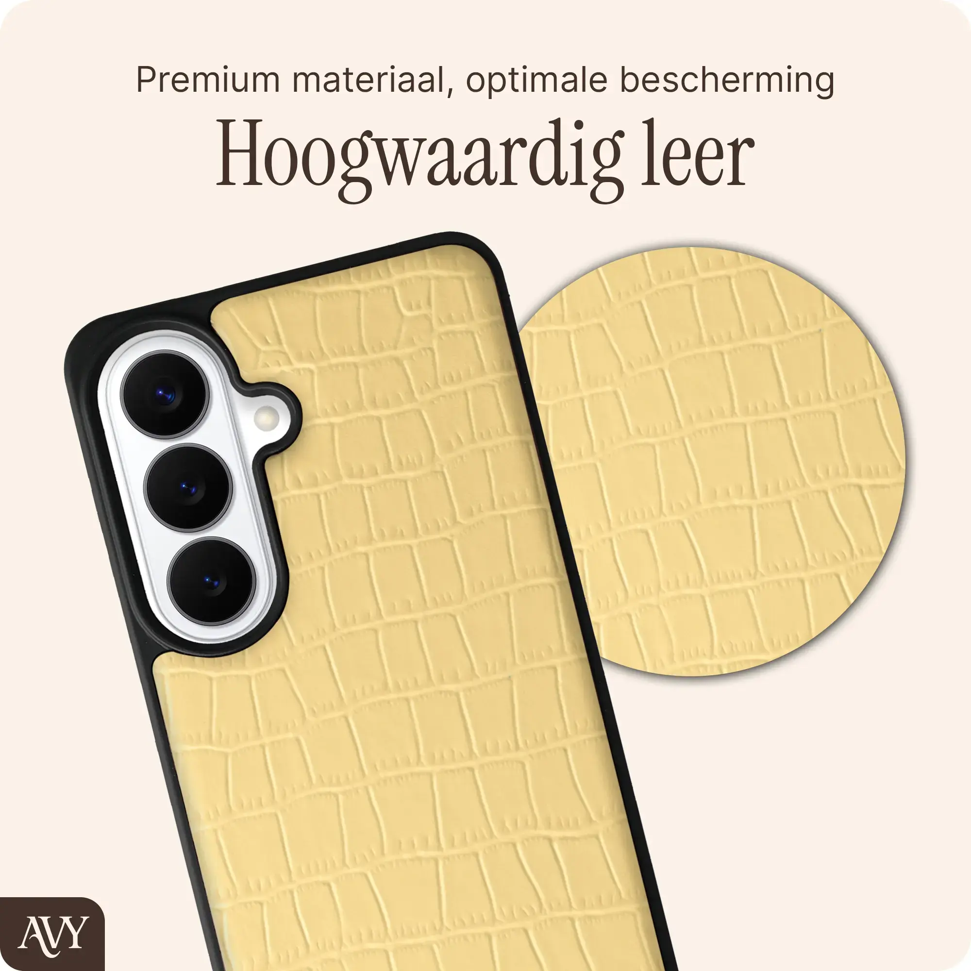 AVY Samsung Galaxy S26 - Essential Kit - Croco Geel - Cupid Pearl afbeelding 3