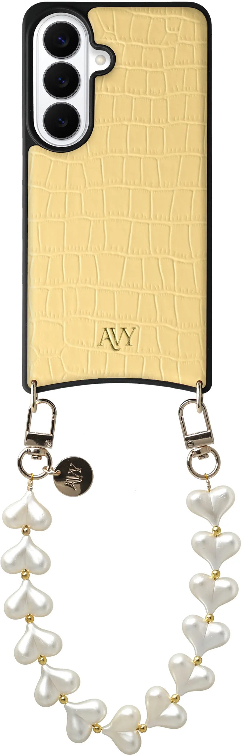 AVY Samsung Galaxy S26 - Essential Kit - Croco Geel - Cupid Pearl afbeelding 1