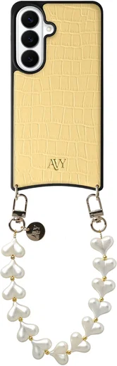AVY Samsung Galaxy S26 Plus - Essential Kit - Croco Geel - Cupid Pearl afbeelding 1
