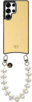 AVY Samsung Galaxy S25 Ultra - Essential Kit - Croco Geel - Cupid Pearl