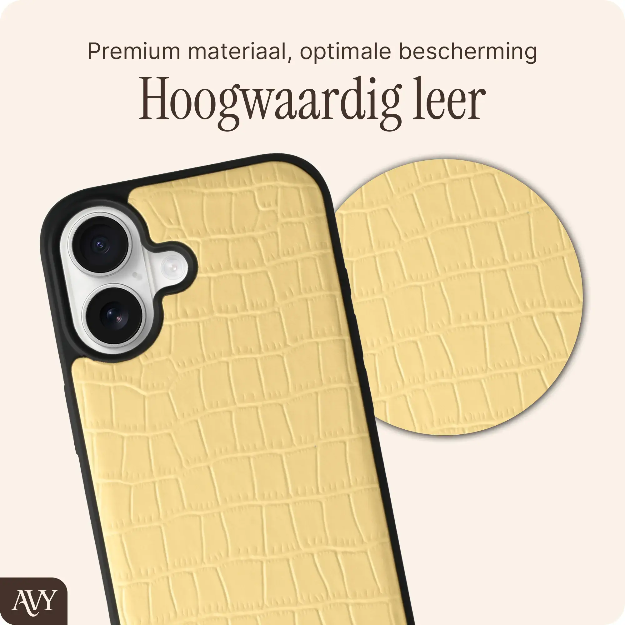 AVY Apple iPhone 16 - Essential Kit - Croco Geel - Cupid Pearl afbeelding 4