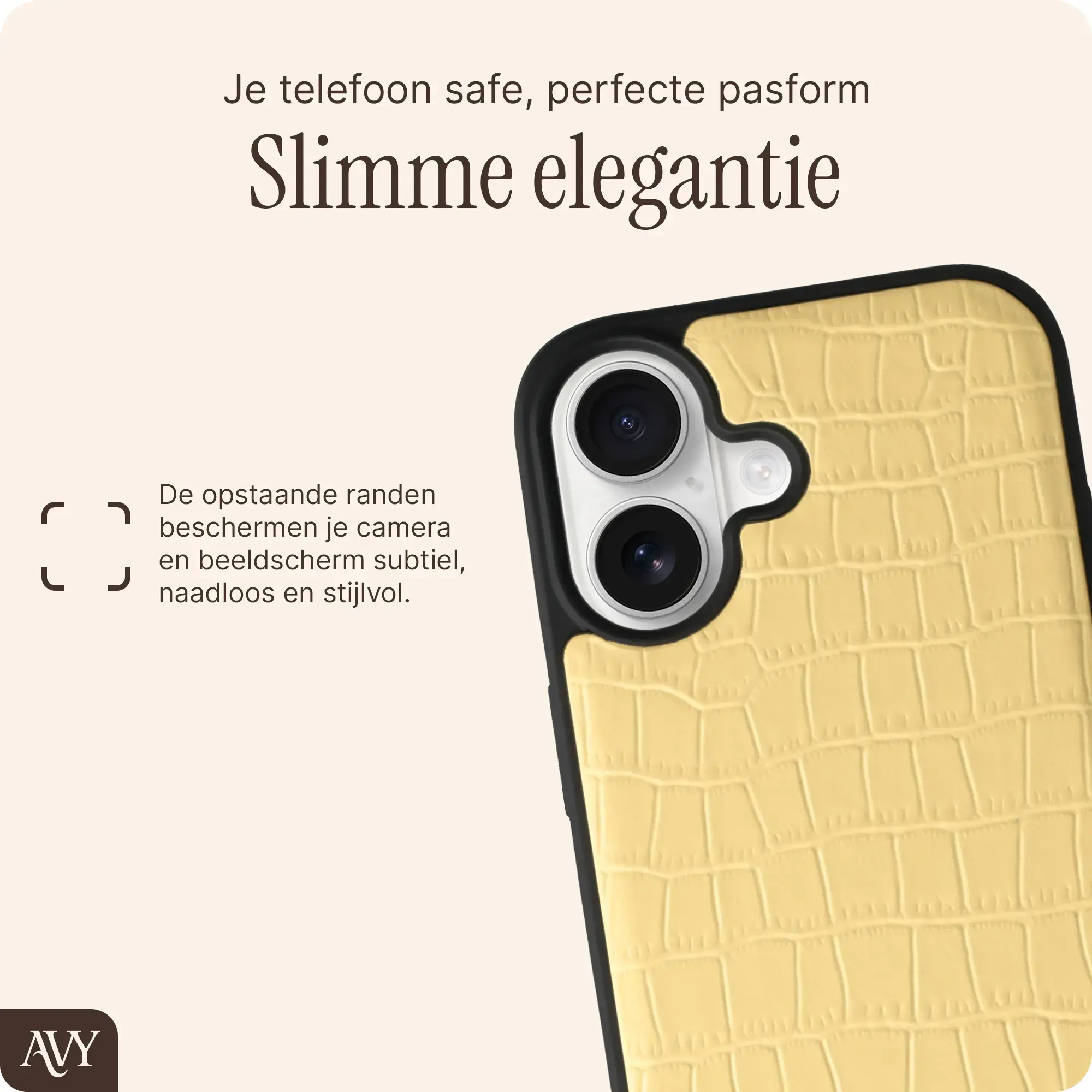 AVY Apple iPhone 16 - Essential Kit - Croco Geel - Cupid Pearl afbeelding 10