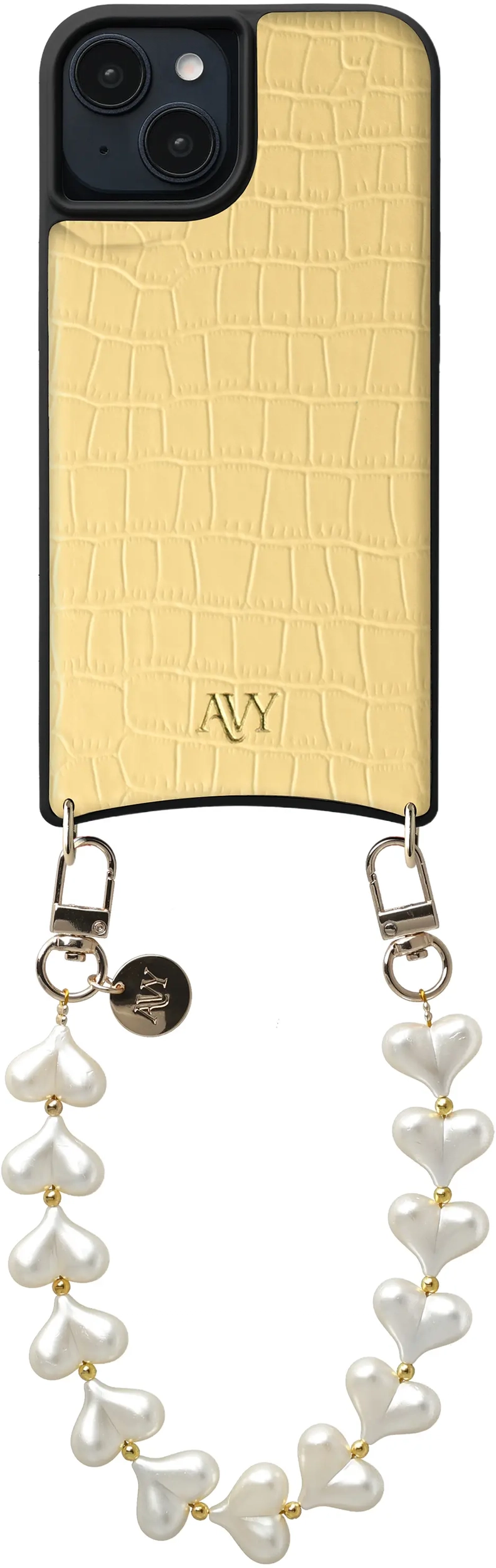 AVY Apple iPhone 15 - Essential Kit - Croco Geel - Cupid Pearl afbeelding 1