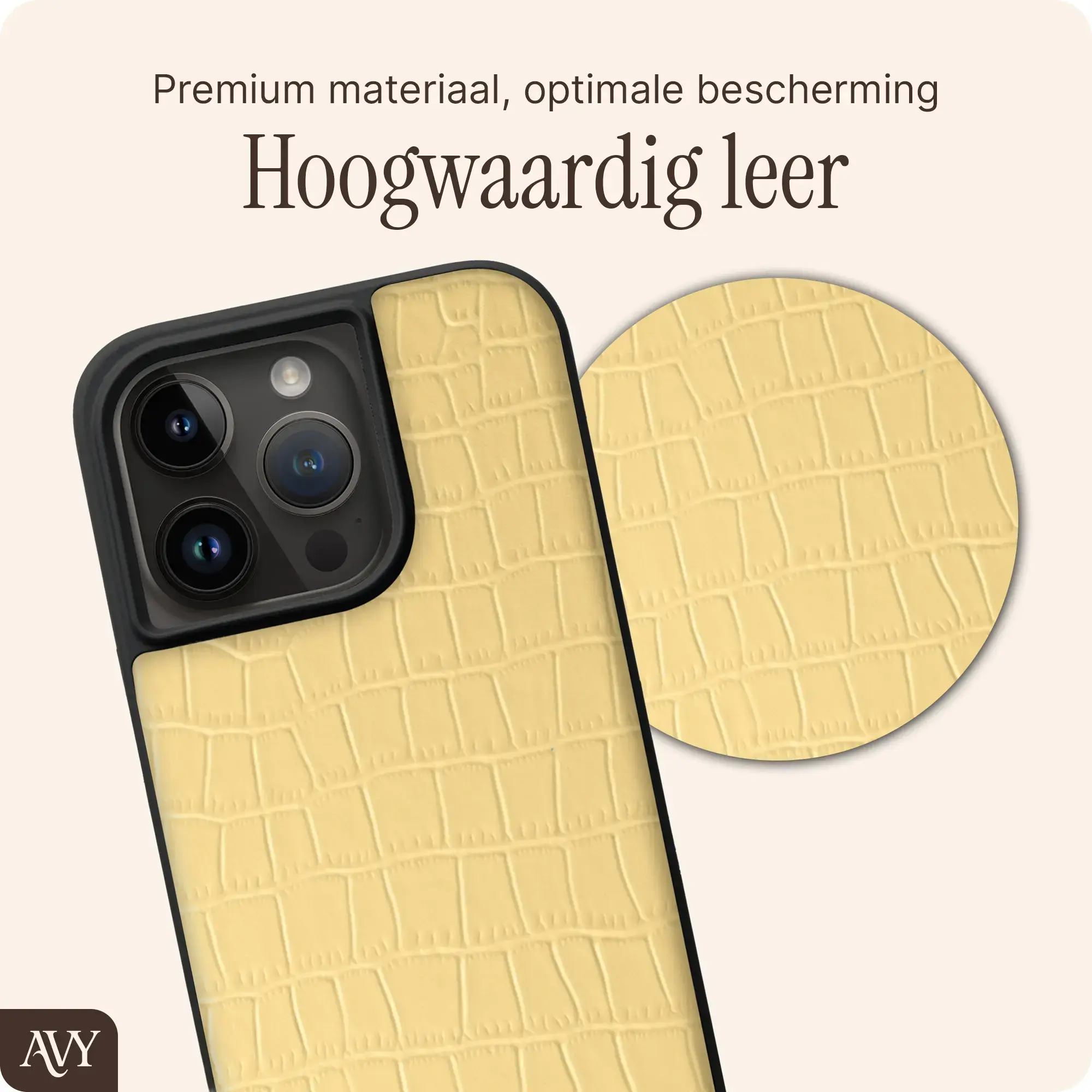 AVY Apple iPhone 15 Pro - Essential Kit - Croco Geel - Cupid Pearl afbeelding 4