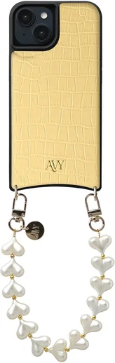 AVY Apple iPhone 14 / 13 - Essential Kit - Croco Geel - Cupid Pearl afbeelding 1