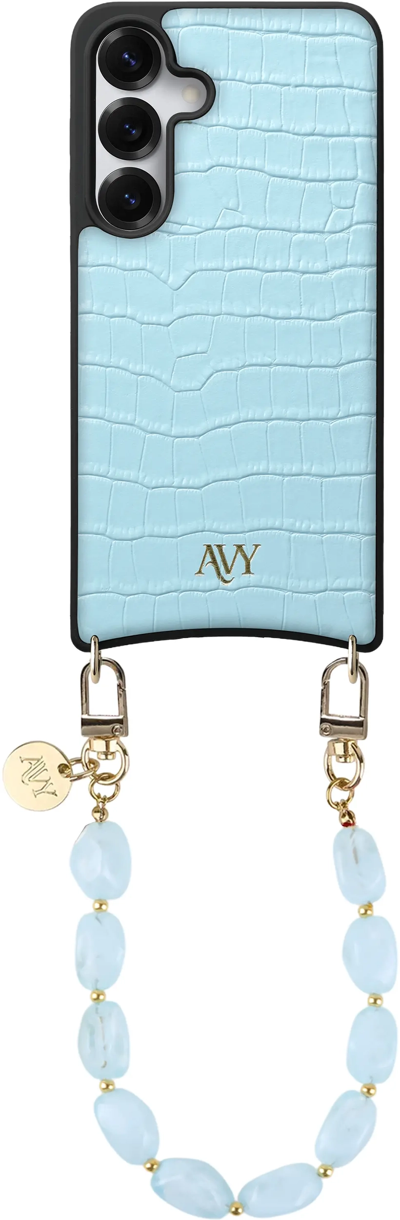 AVY Samsung Galaxy S25 / S24 - Essential Kit - Croco Blauw - Rocher Blue afbeelding 1