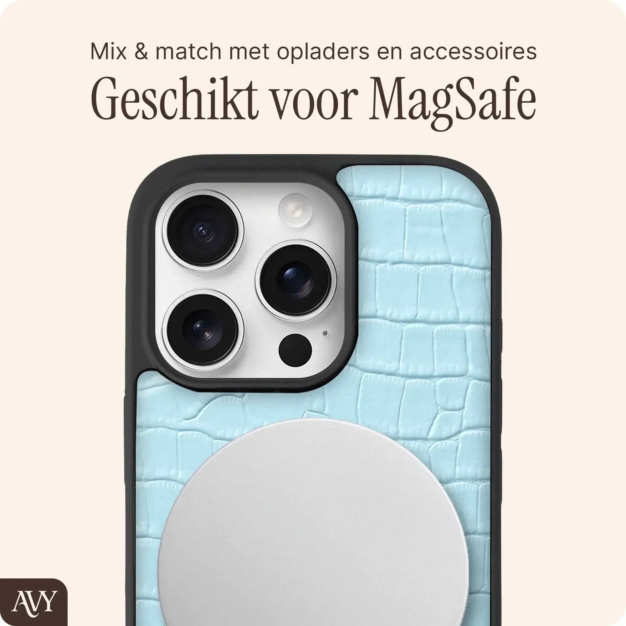 AVY Apple iPhone 16 Pro Max - Essential Kit - Croco Blauw - Rocher Blue afbeelding 6