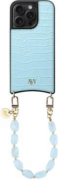 AVY Apple iPhone 15 Pro Max - Essential Kit - Croco Blauw - Rocher Blue