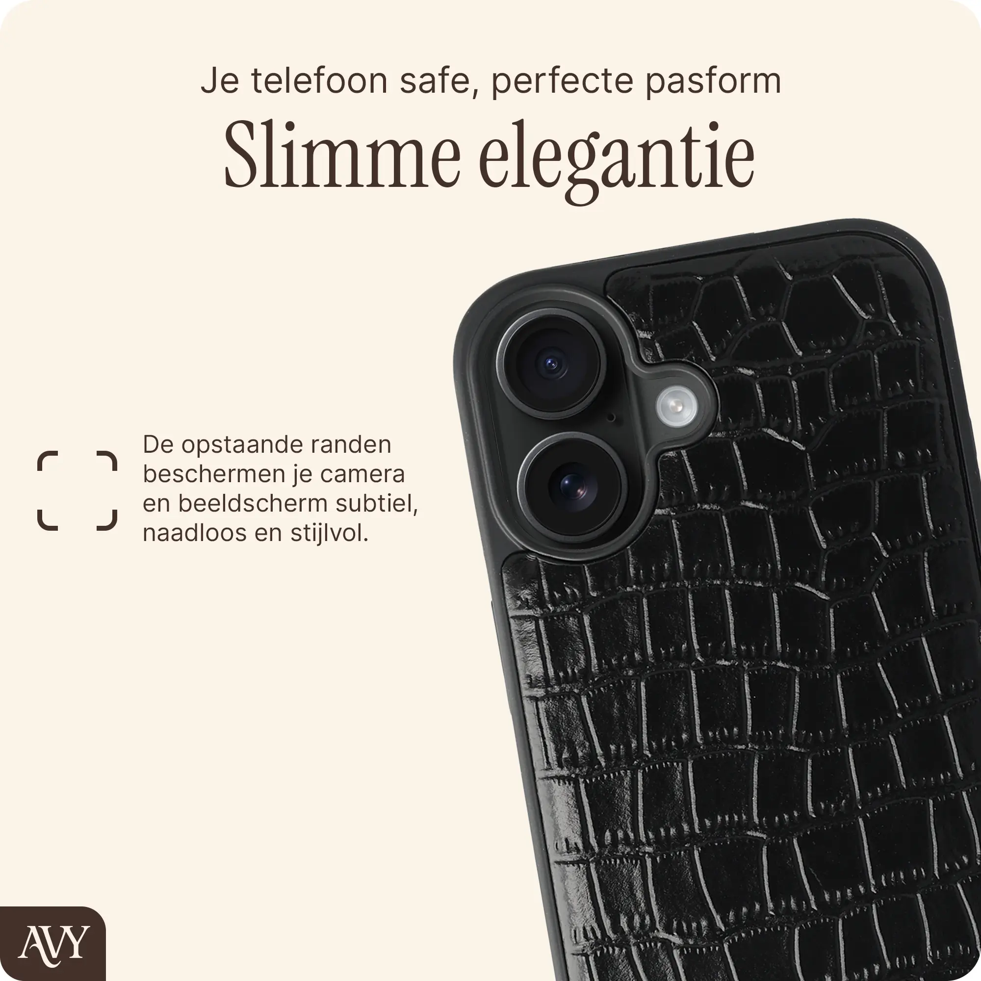 AVY Apple iPhone 17 Pro Max - Essential Kit - Croco Zwart - Cupid Black afbeelding 11