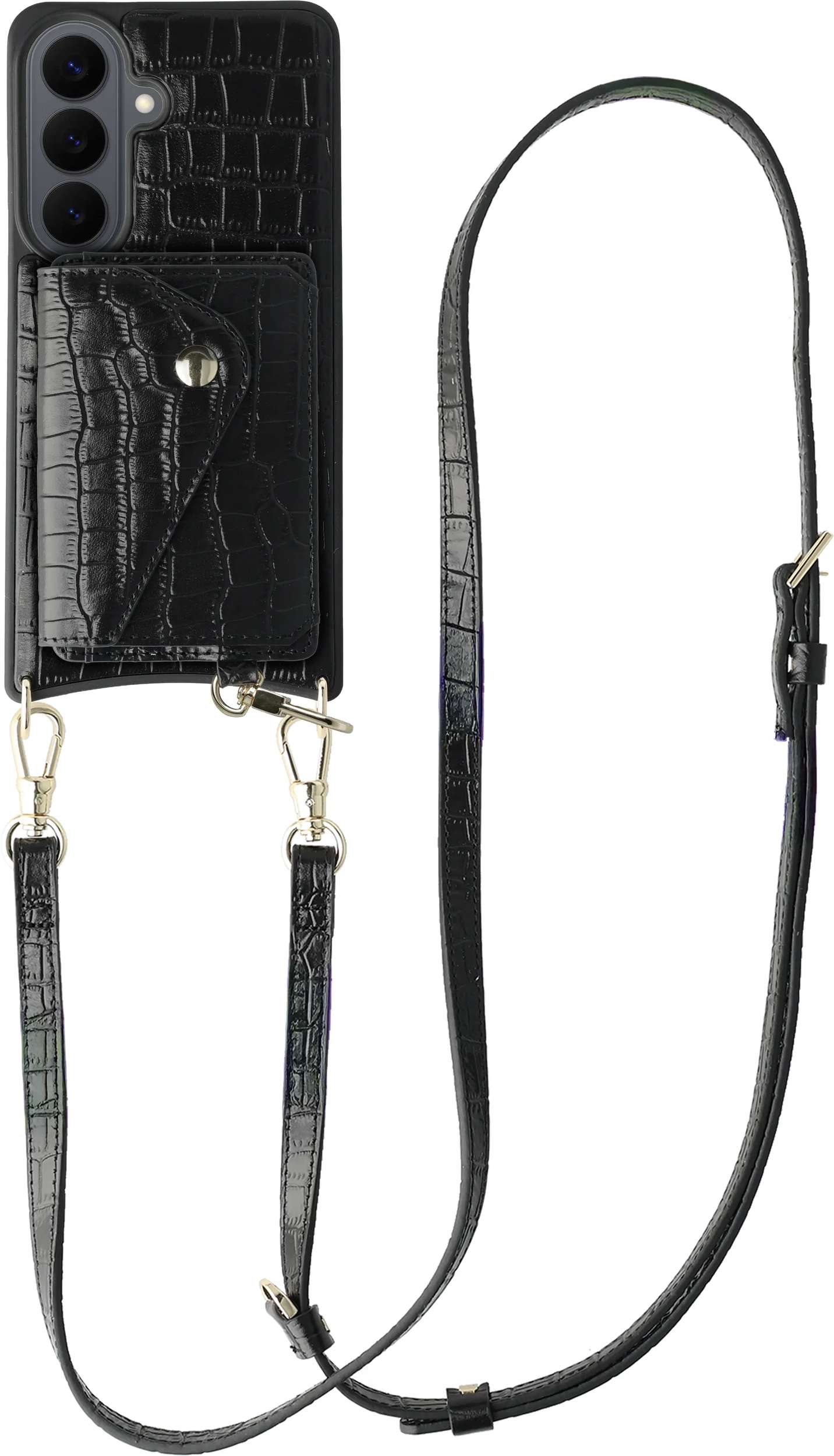 AVY Samsung Galaxy S26 - Styled Kit - Croco Zwart - Long Leather afbeelding 1