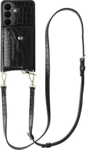 AVY Samsung Galaxy S26 - Styled Kit - Croco Zwart - Long Leather afbeelding 1