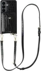 AVY Samsung Galaxy S26 - Styled Kit - Croco Zwart - Long Leather afbeelding