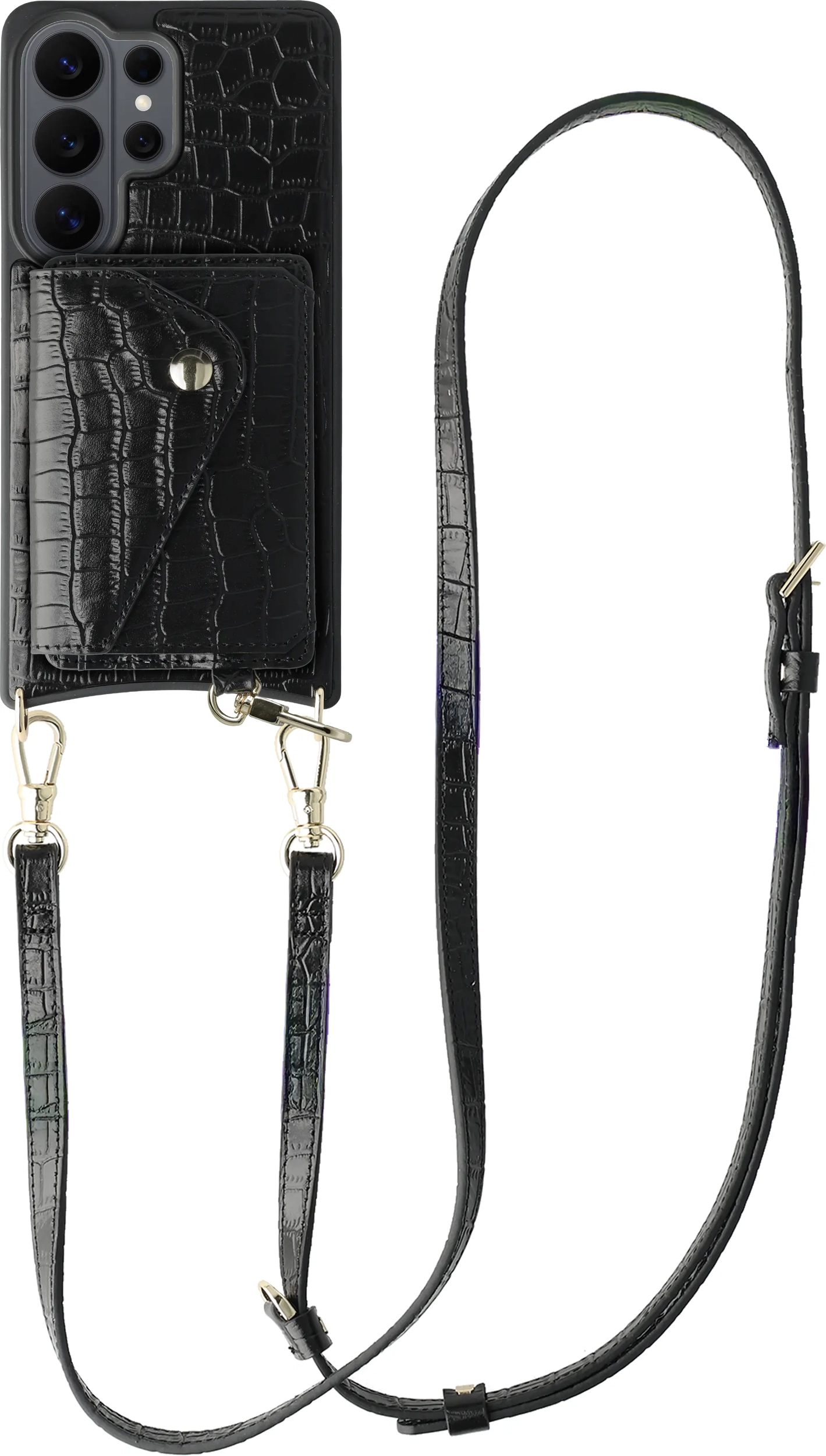 AVY Samsung Galaxy S26 Ultra - Styled Kit - Croco Zwart - Long Leather afbeelding 1