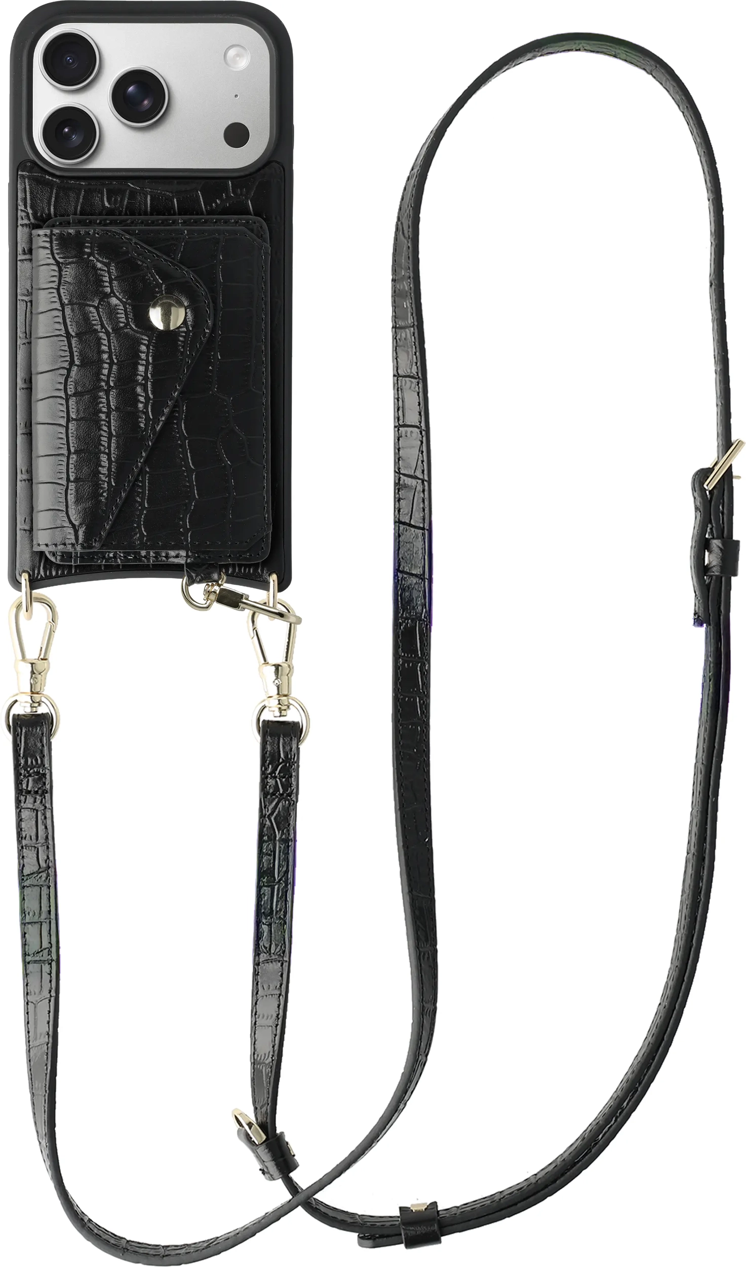 AVY Apple iPhone 17 Pro - Styled Kit - Croco Zwart - Long Leather afbeelding 1